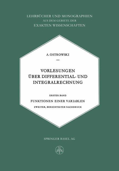 Cover: 9783034840286 | Vorlesungen Über Differential- und Integralrechnung | Taschenbuch