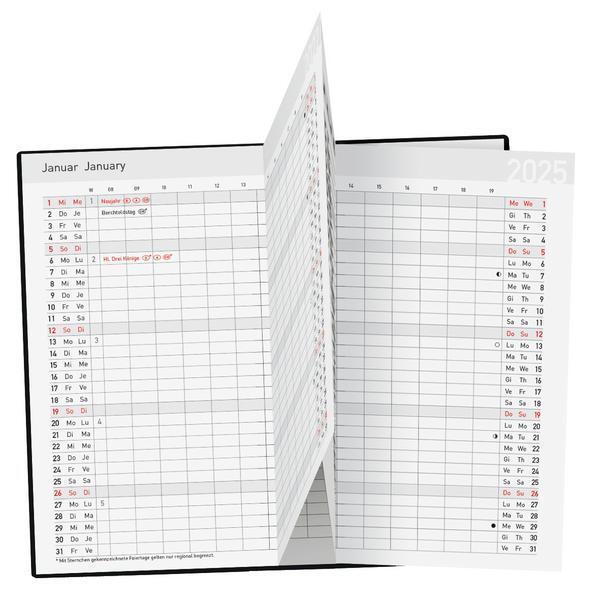 Bild: 9783731878964 | Taschenkalender Saturn Leporello PVC rot 2025 | Verlag Korsch | Buch