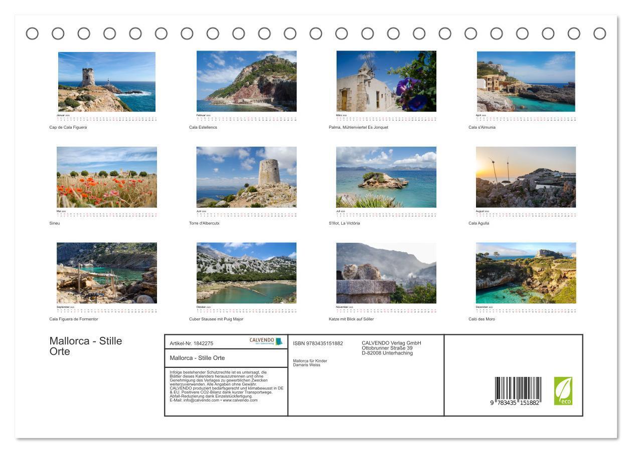 Bild: 9783435151882 | Mallorca - Stille Orte (Tischkalender 2025 DIN A5 quer), CALVENDO...