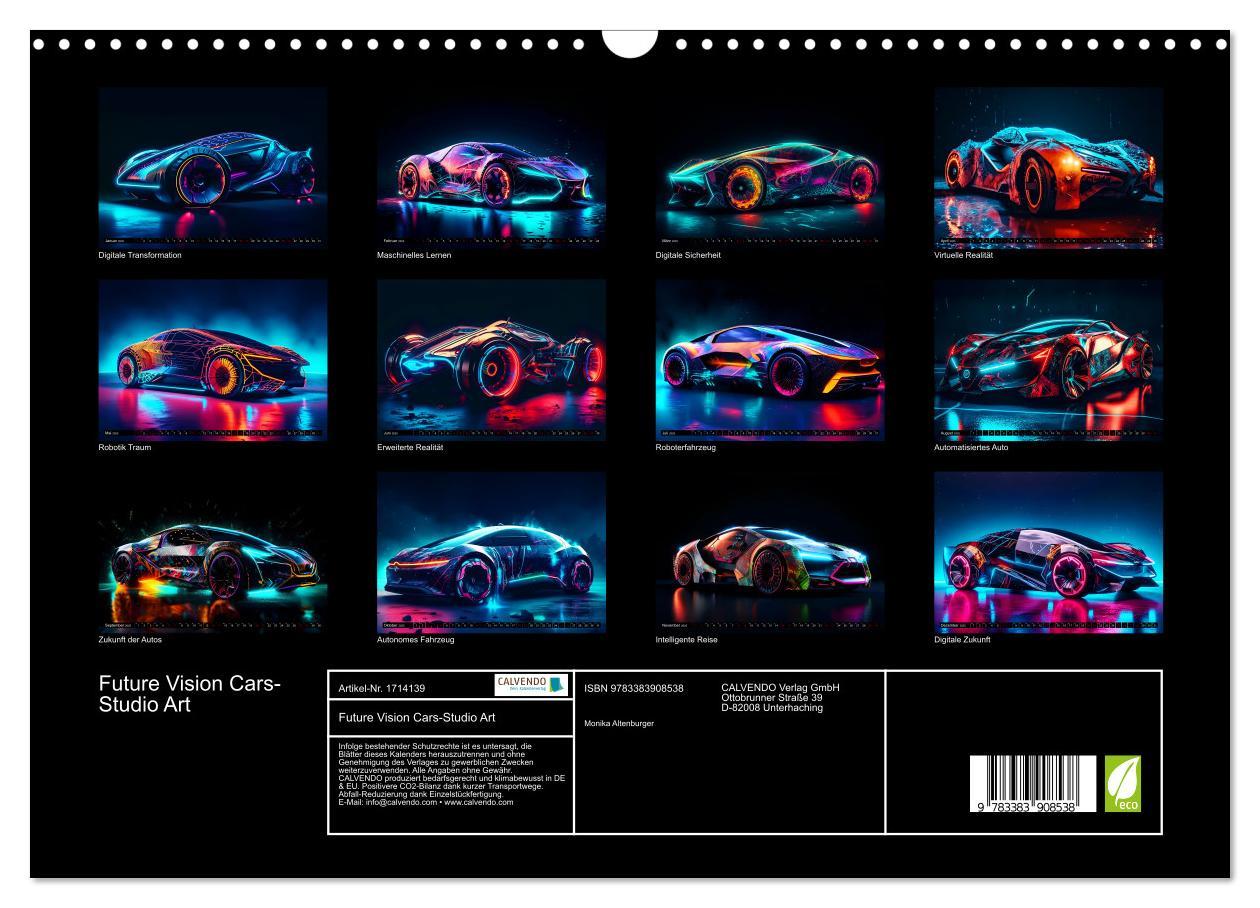 Bild: 9783383908538 | Future Vision Cars-Studio Art (Wandkalender 2025 DIN A3 quer),...