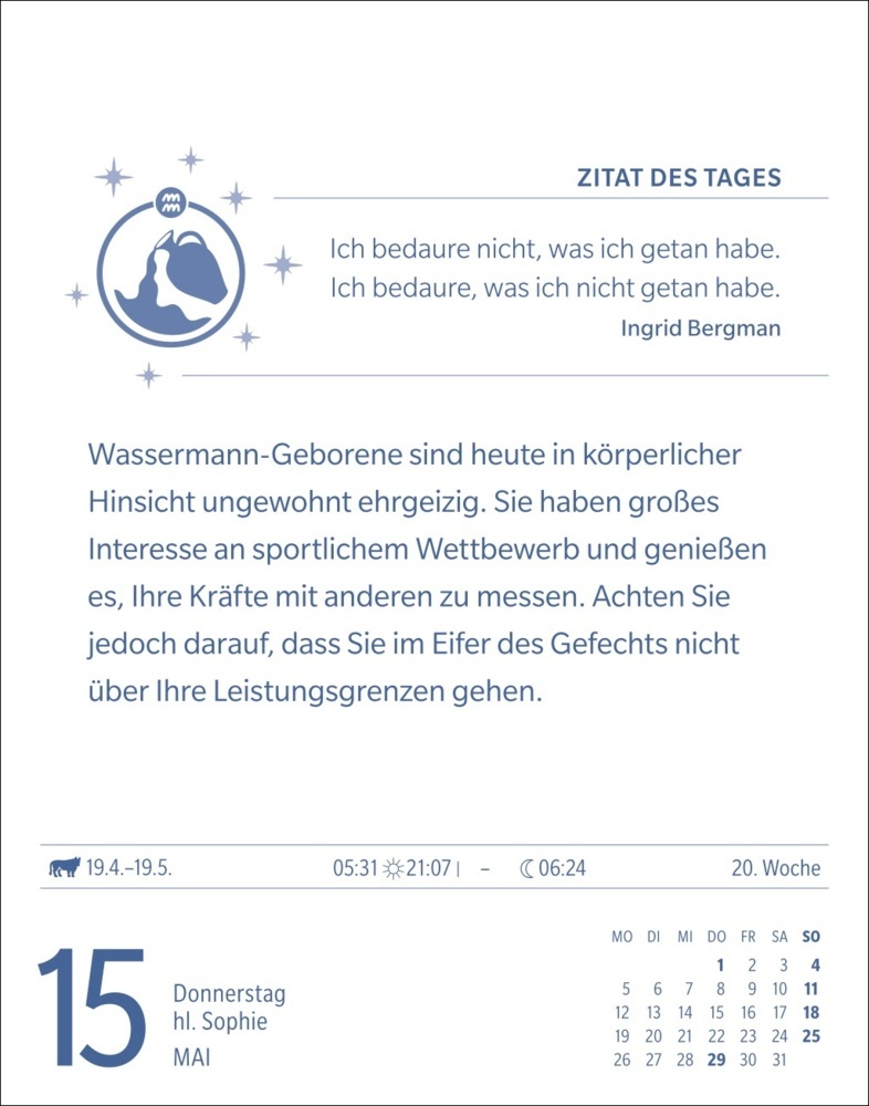 Bild: 9783840033650 | Wassermann Sternzeichenkalender 2025 - Tagesabreißkalender - Ihr...