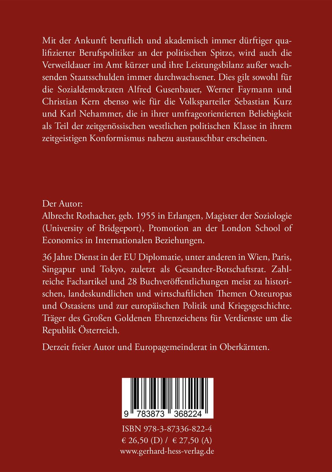 Rückseite: 9783873368224 | Österreichs Kanzler in der 2. Republik | Albrecht Rothacher | Buch