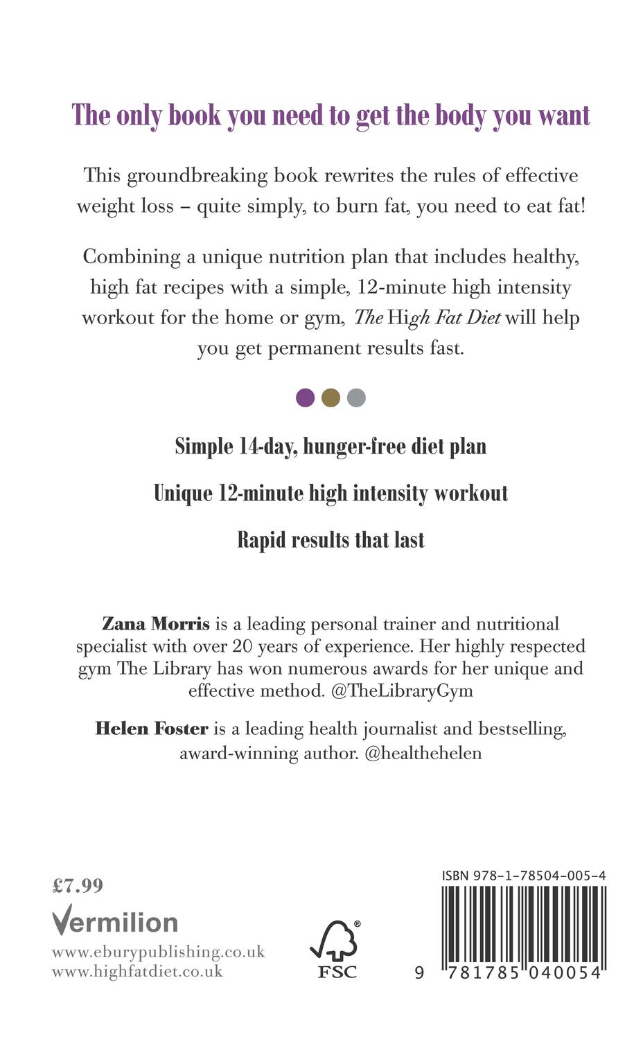 Rückseite: 9781785040054 | The High Fat Diet | How to lose 10 lb in 14 days | Zana Morris (u. a.)
