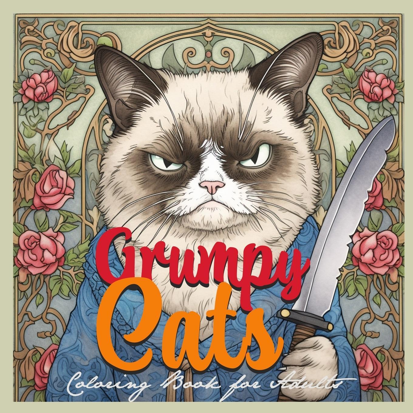 Cover: 9783758492556 | Grumpy Cats Grayscale Coloring Book for Adults | Monsoon Publishing