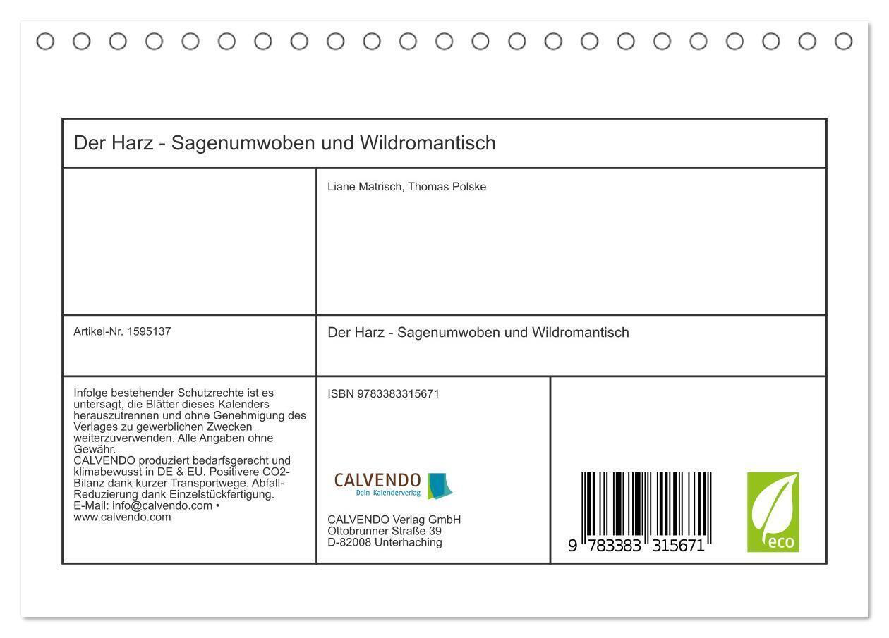 Bild: 9783383315671 | Der Harz - Sagenumwoben und Wildromantisch (Tischkalender 2024 DIN...
