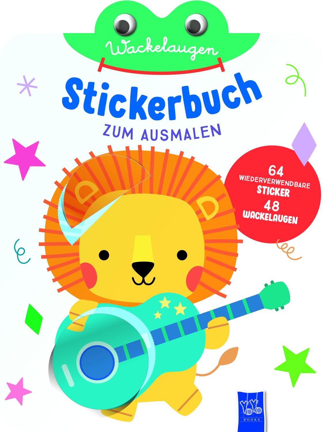 Cover: 9789464545463 | Wackelaugen Stickerbuch zum Ausmalen (Cover Löwe) | Taschenbuch | 2023