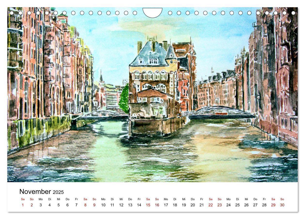 Bild: 9783435096619 | Hamburg in stillen Aquarellen (Wandkalender 2025 DIN A4 quer),...