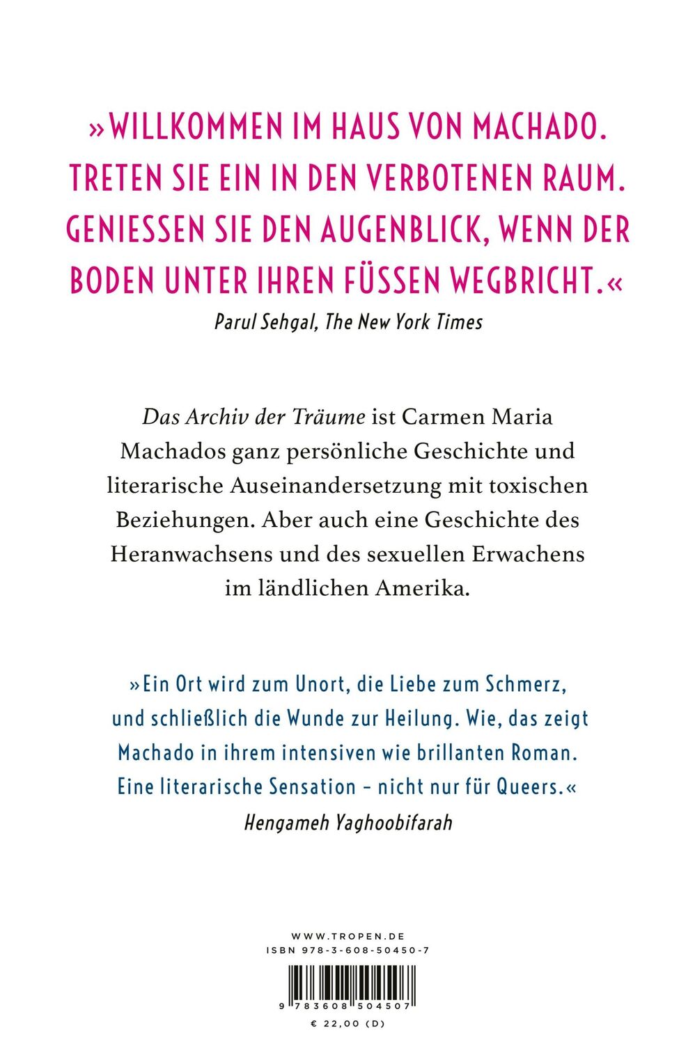 Rückseite: 9783608504507 | Das Archiv der Träume | Roman | Carmen Maria Machado | Buch | 332 S.