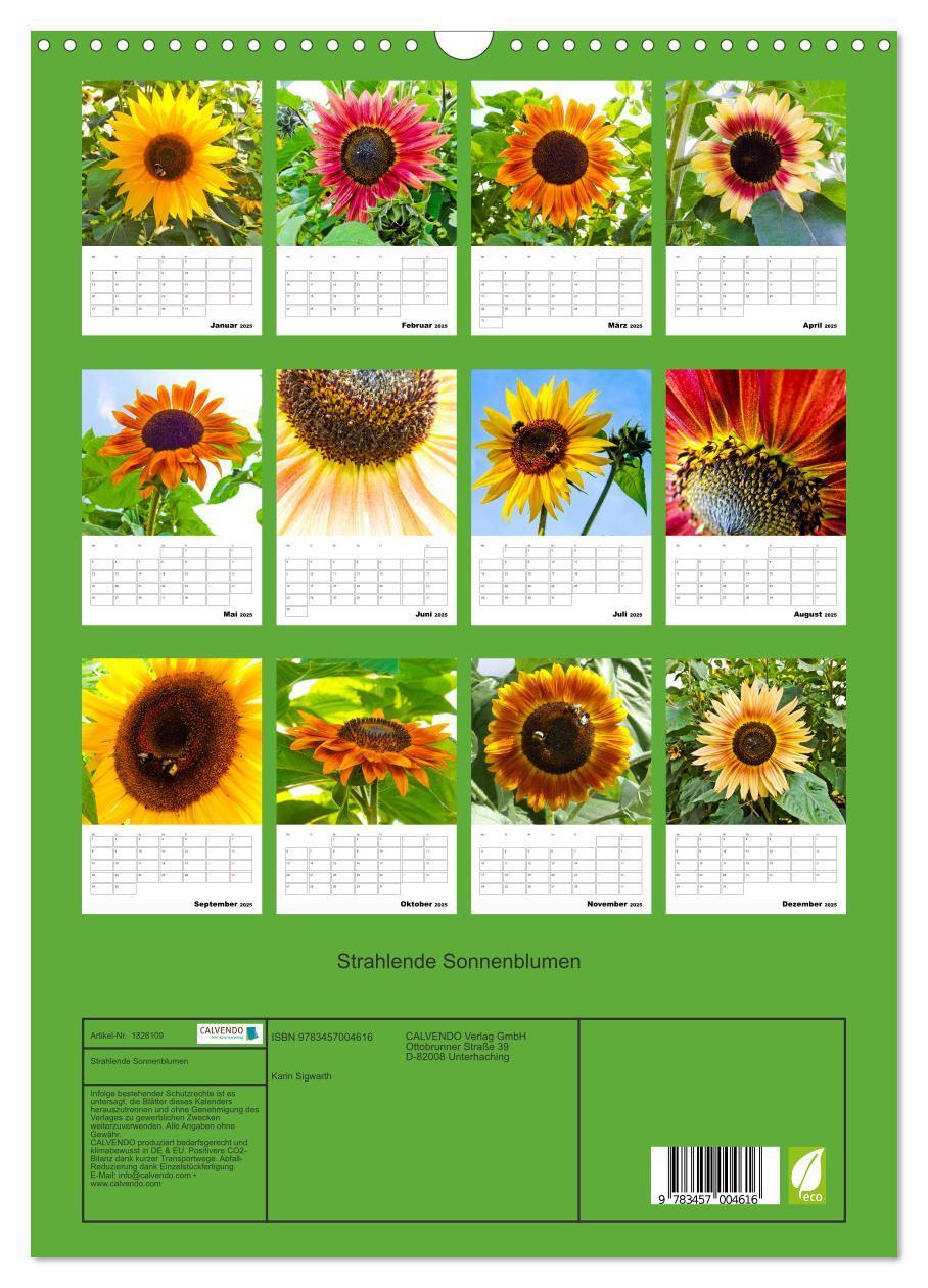 Bild: 9783457004616 | Strahlende Sonnenblumen (Wandkalender 2025 DIN A3 hoch), CALVENDO...