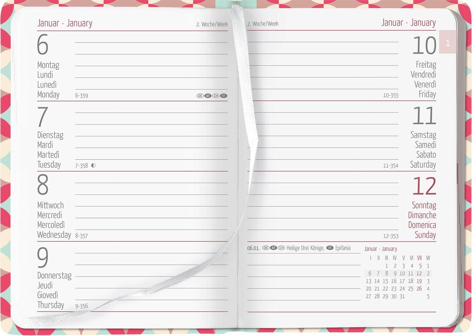 Bild: 4251732342524 | Ladytimer Mini Retro 2025 - Taschen-Kalender 8x11,5 cm - Muster -...