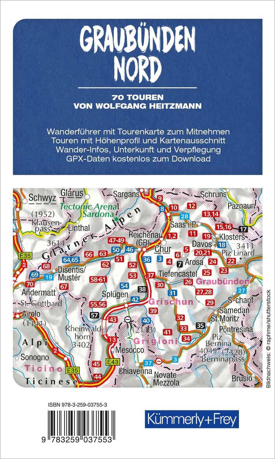 Rückseite: 9783259037553 | Graubünden Nord Wanderführer | Mit 70 Touren und Outdoor App | Buch