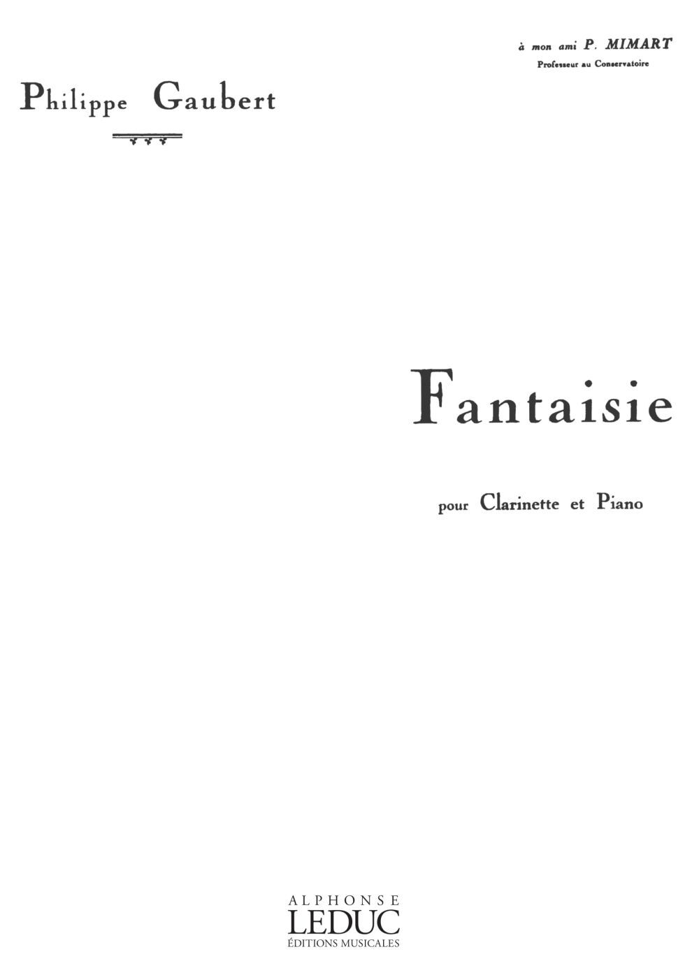 Cover: 9790047295729 | Fantasy for Clarinet and Piano | Philippe Gaubert | Buch