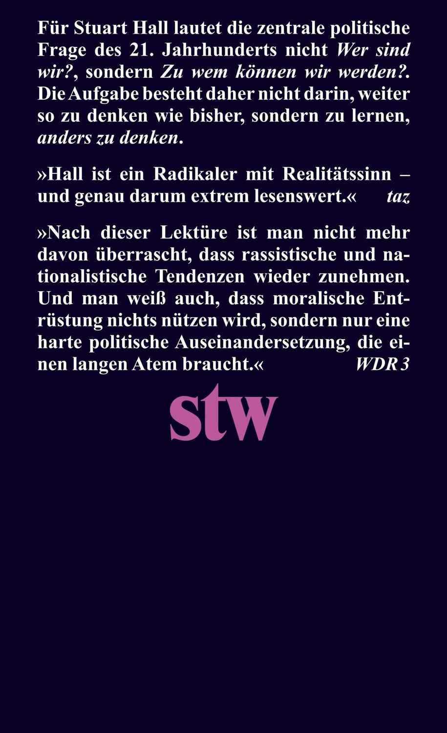 Rückseite: 9783518300107 | Das verhängnisvolle Dreieck | Rasse, Ethnie, Nation | Stuart Hall