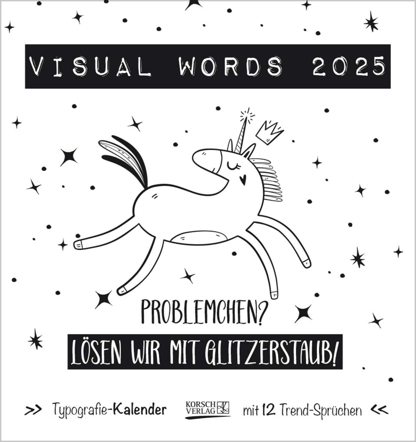 Cover: 9783731876793 | Visual Words Black 2025 | Verlag Korsch | Kalender | Spiralbindung