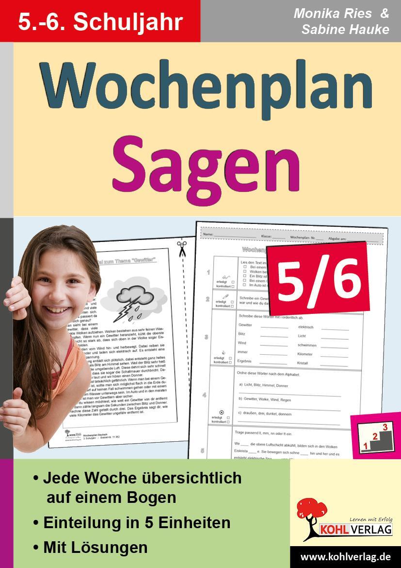 Cover: 9783956866319 | Wochenplan Sagen 5/6 | Kopiervorlagen zum Einsatz im 5.-6. Schuljahr