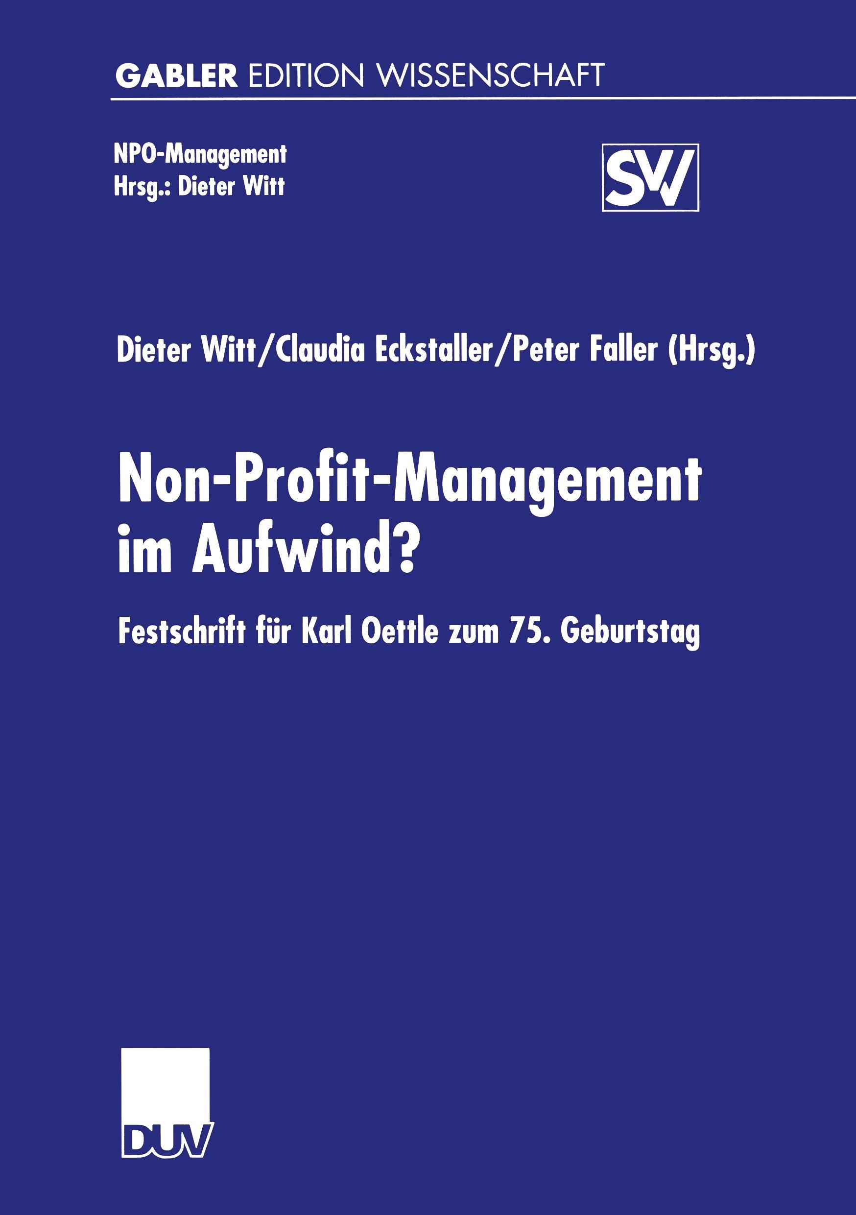 Cover: 9783824475650 | Non-Profit-Management im Aufwind? | Dieter Witt (u. a.) | Taschenbuch