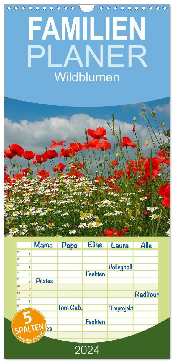 Cover: 9783457120347 | Familienplaner 2025 - Wildblumen 2025 mit 5 Spalten (Wandkalender,...