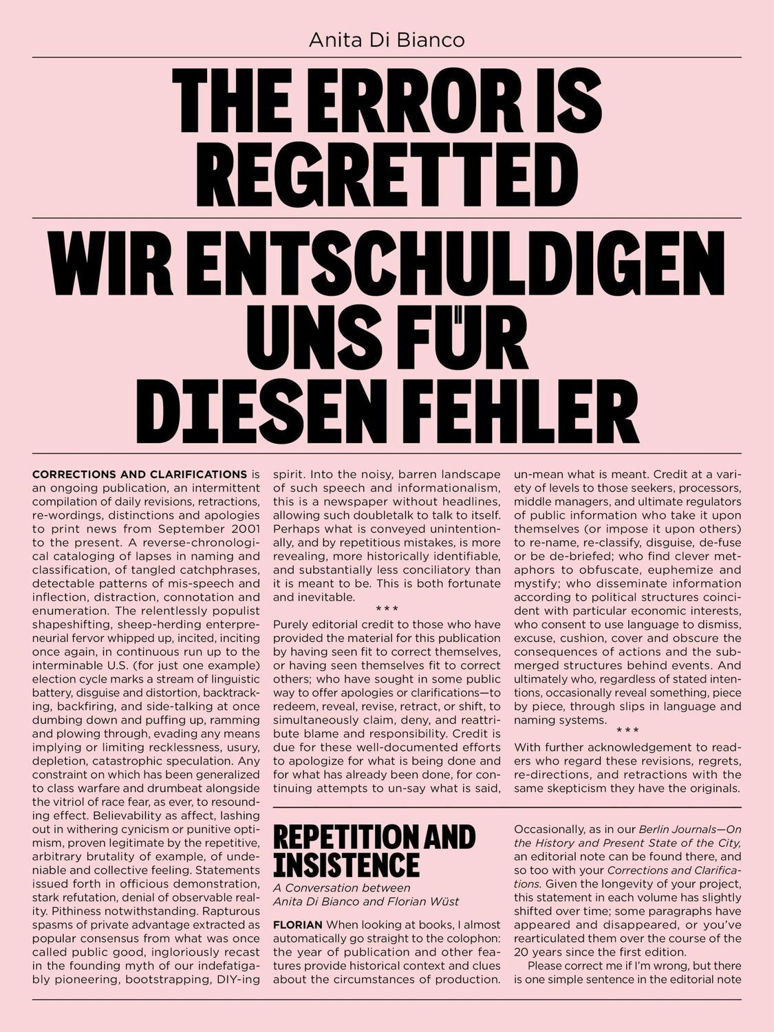 Cover: 9783962160104 | The Error is Regretted | Anita di Bianco | Buch | 112 S. | Deutsch