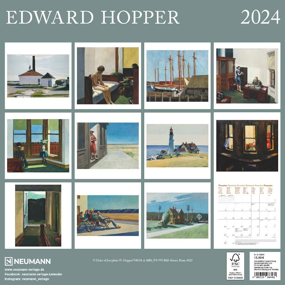 Bild: 4002725986481 | Edward Hopper 2024 - Wand-Kalender - Broschüren-Kalender - 30x30 -...