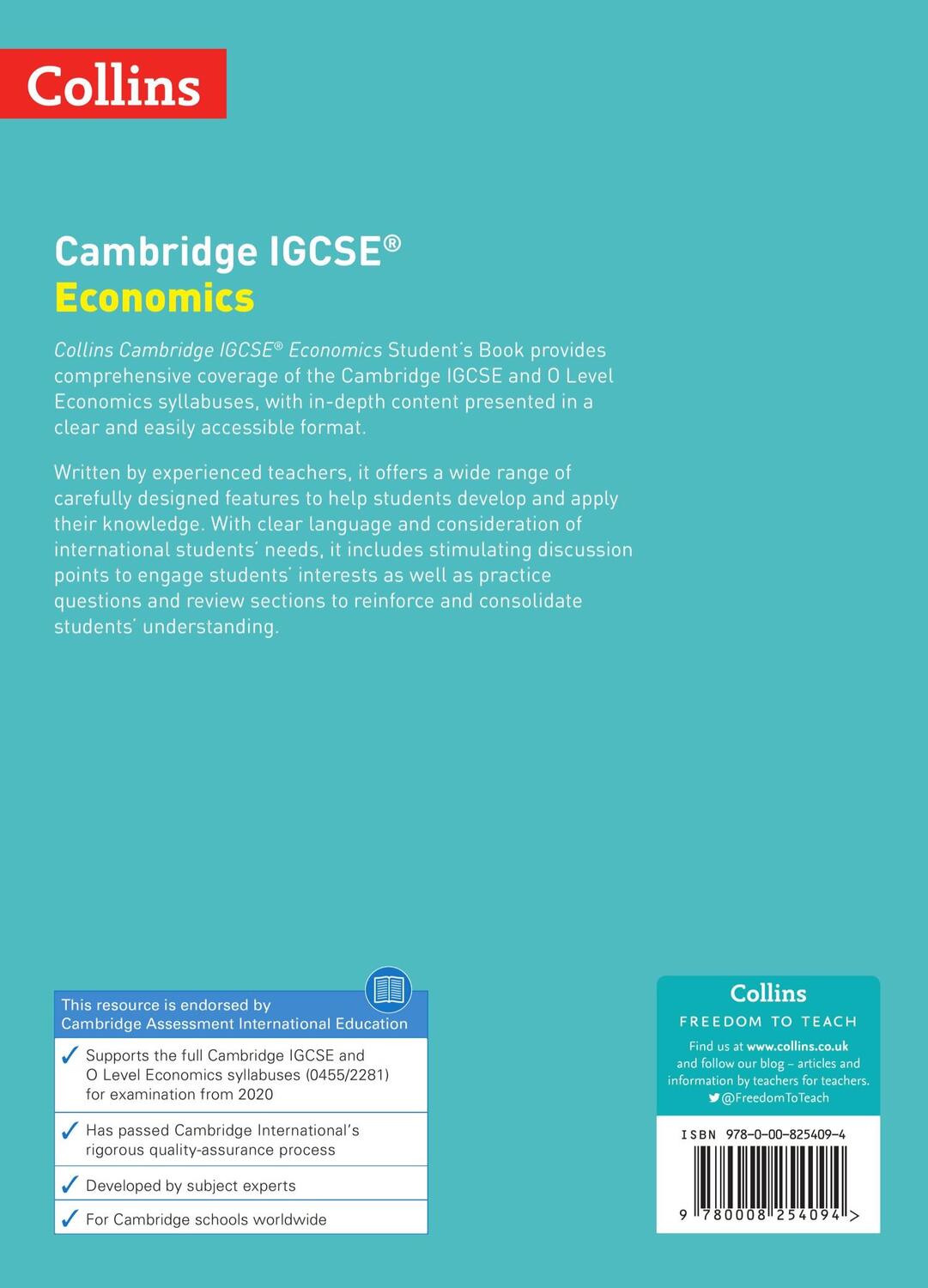 Rückseite: 9780008254094 | Cambridge Igcse(r) Economics Student Book | Collins Uk | Taschenbuch