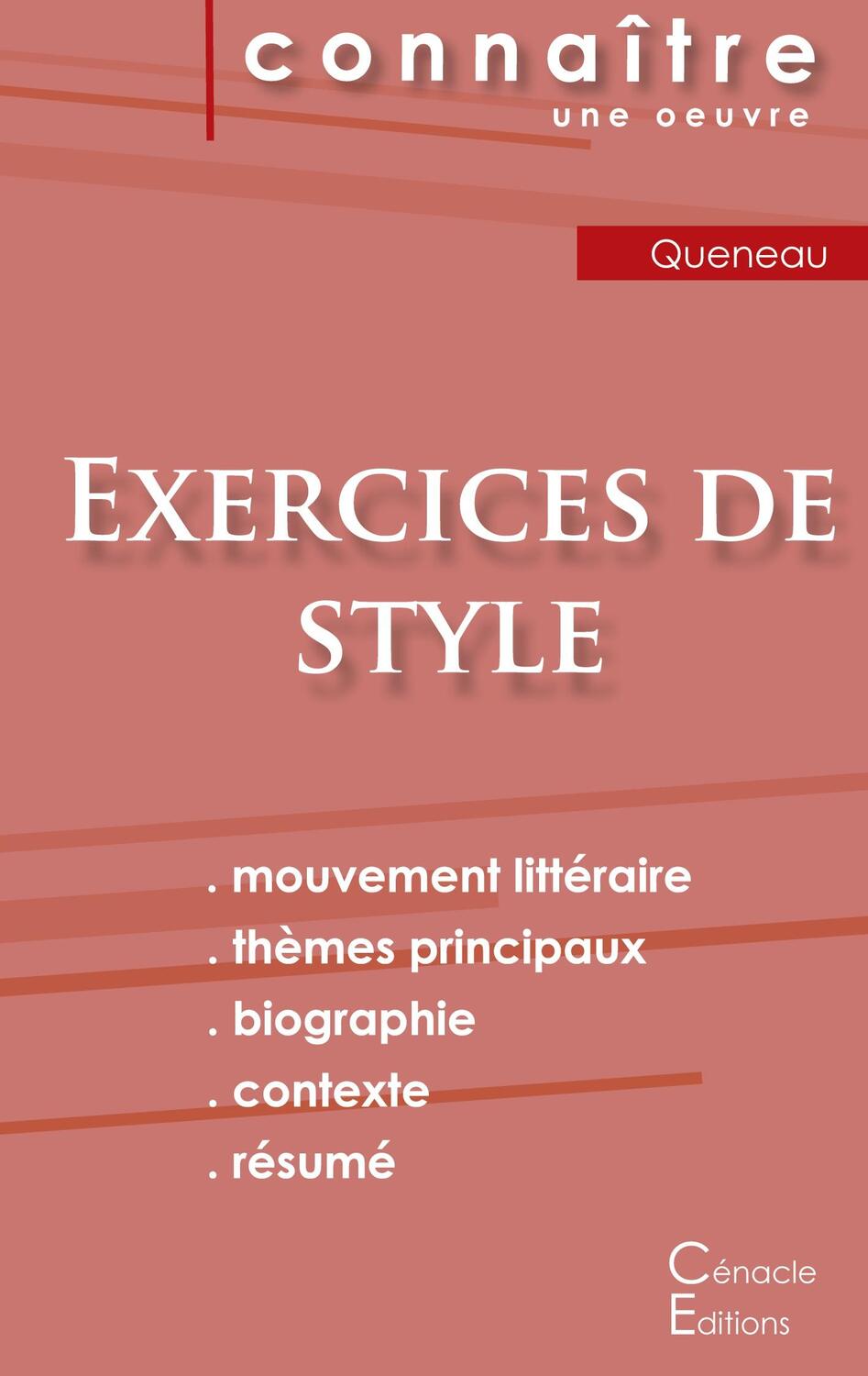 Cover: 9782367888408 | Fiche de lecture Exercices de style de Raymond Queneau (Analyse...