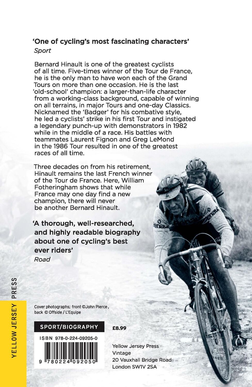 Rückseite: 9780224092050 | The Badger | Bernard Hinault and the Fall and Rise of French Cycling