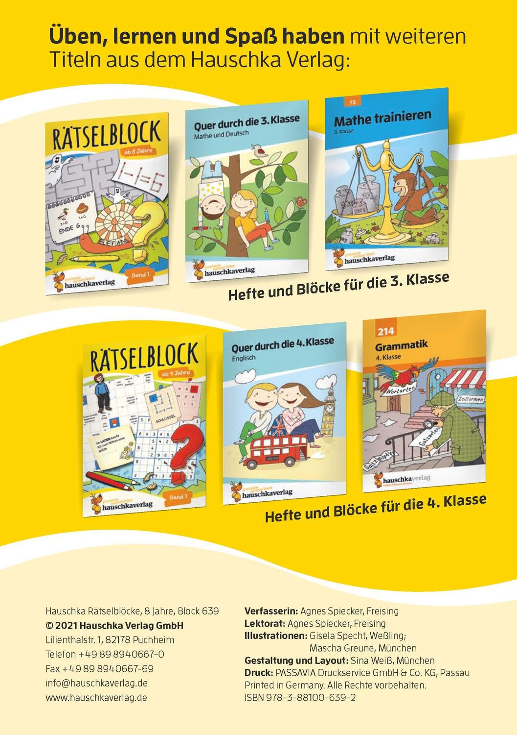 Bild: 9783881006392 | Rätselblock ab 8 Jahre - Band 2 | Agnes Spiecker | Taschenbuch | 64 S.