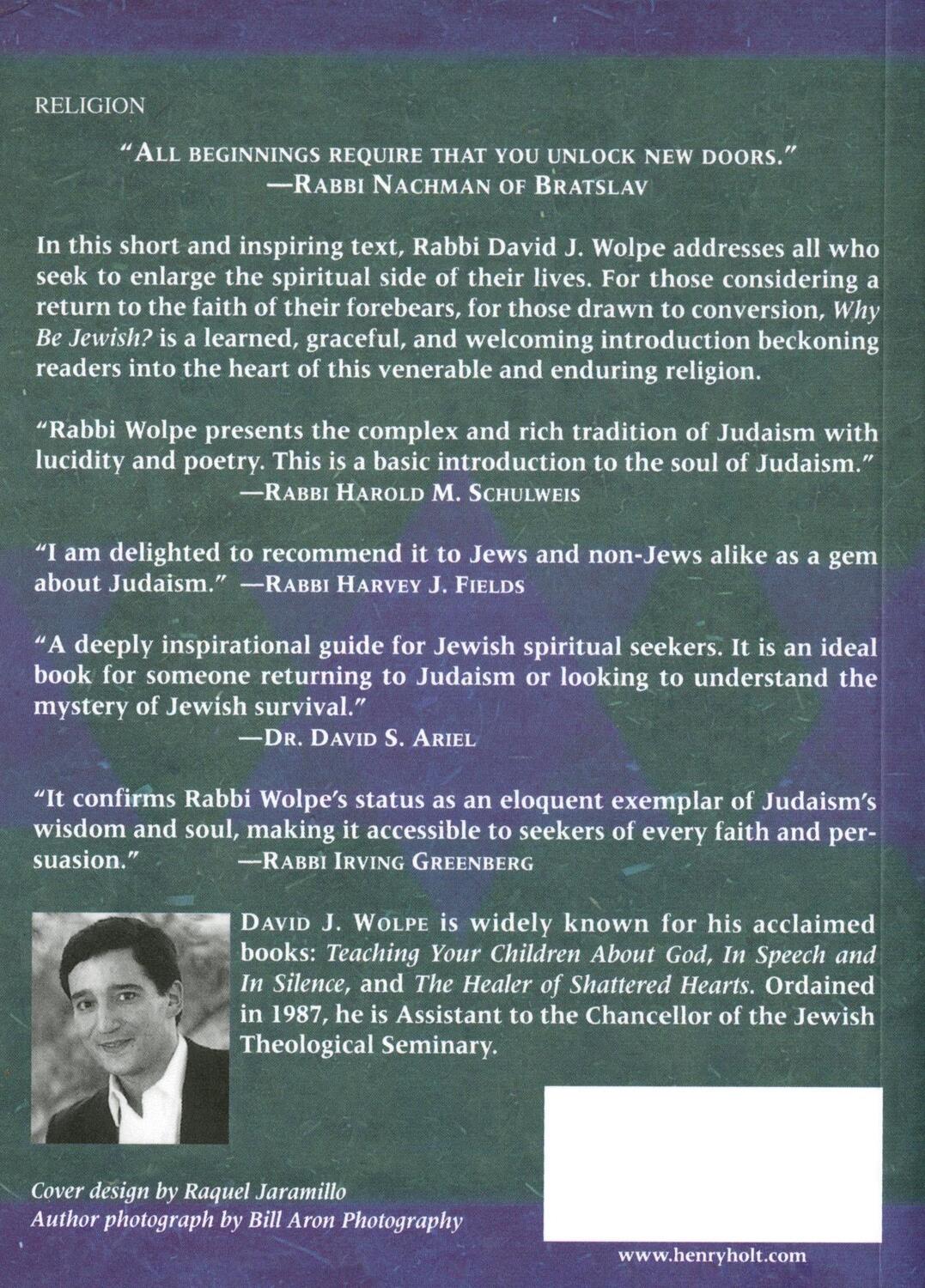 Rückseite: 9780805039276 | Why Be Jewish? | David J. Wolpe | Taschenbuch | Paperback | Englisch
