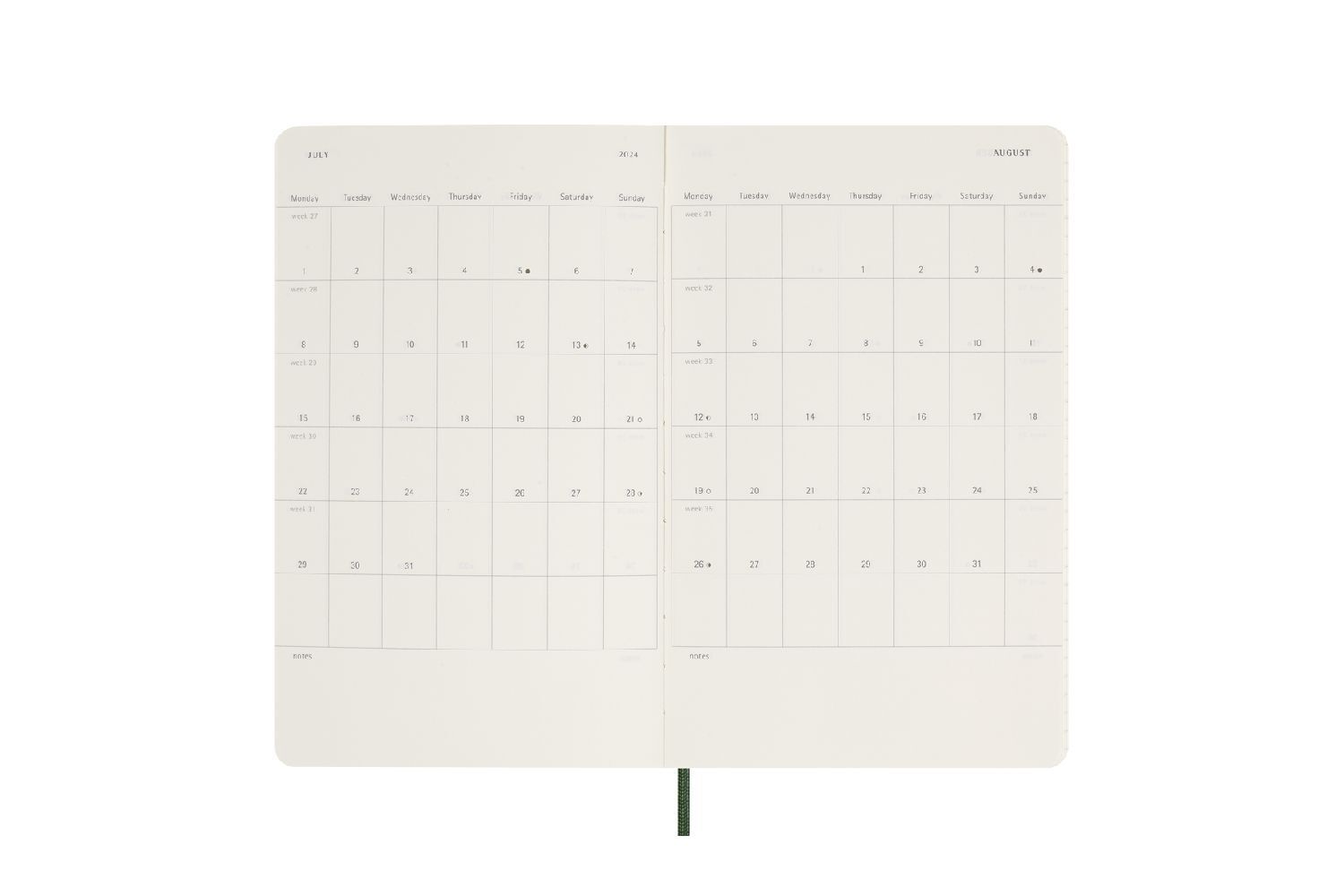 Bild: 8056598857337 | Moleskine 12 Monate Tageskalender 2024, Large/A5, Myrtengrün | Buch