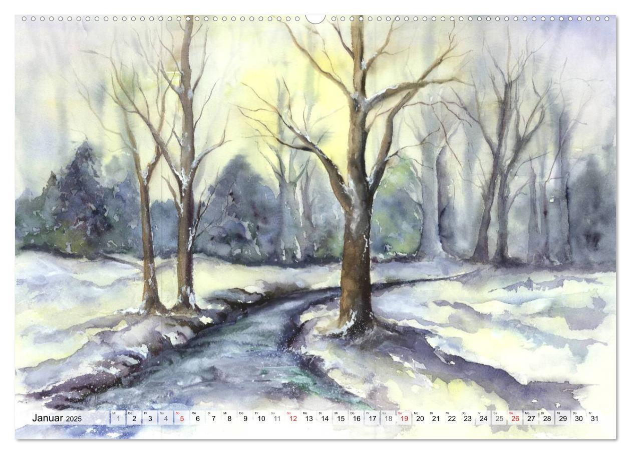 Bild: 9783435495146 | Bäume in Aquarell (Wandkalender 2025 DIN A2 quer), CALVENDO...