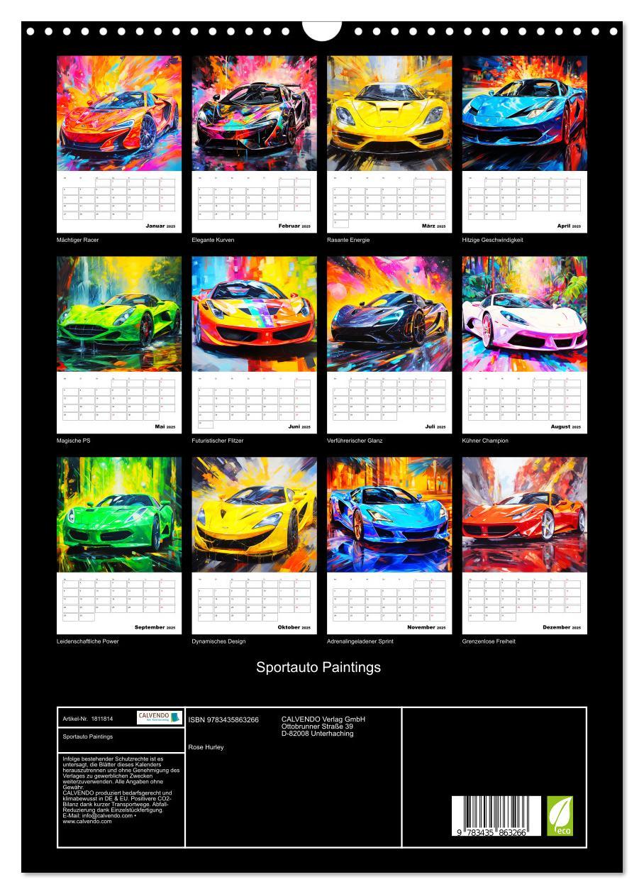 Bild: 9783435863266 | Sportauto Paintings (Wandkalender 2025 DIN A3 hoch), CALVENDO...