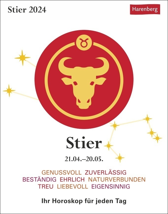 Cover: 9783840031342 | Stier Sternzeichenkalender 2024: Tagesabreißkalender. Tischkalender...