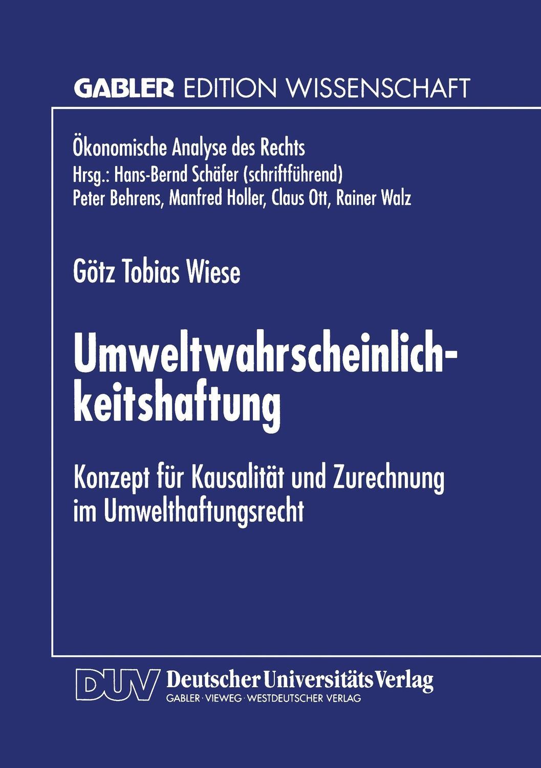Cover: 9783824465200 | Umweltwahrscheinlichkeitshaftung | Götz T. Wiese | Taschenbuch | xxvi