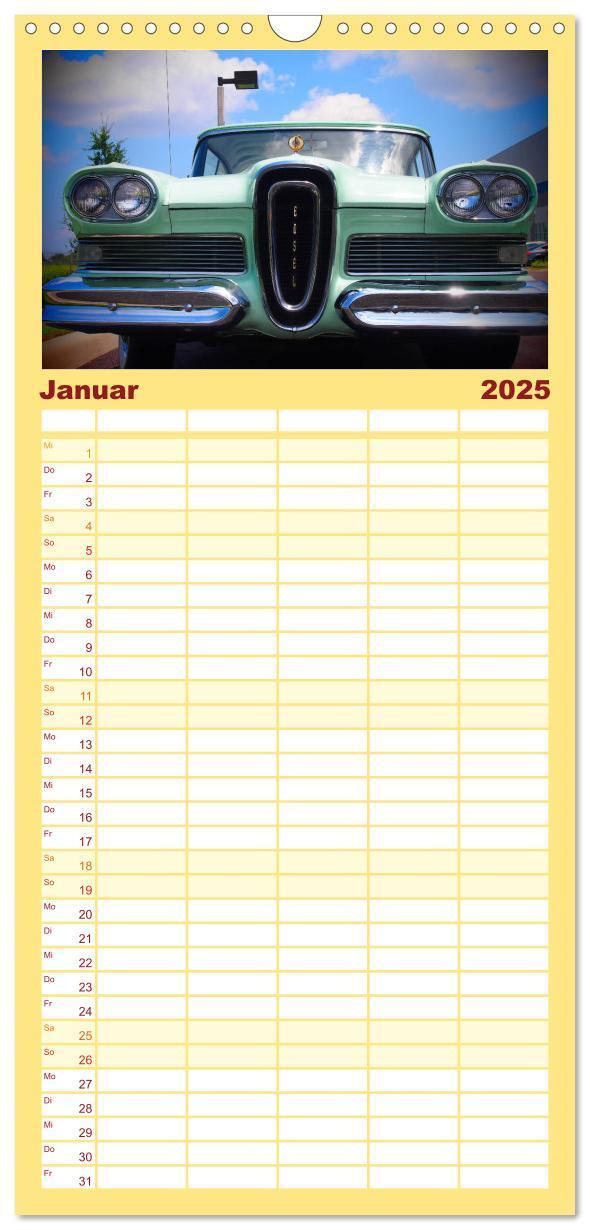 Bild: 9783457106952 | Familienplaner 2025 - Retro Cars mit 5 Spalten (Wandkalender, 21 x...