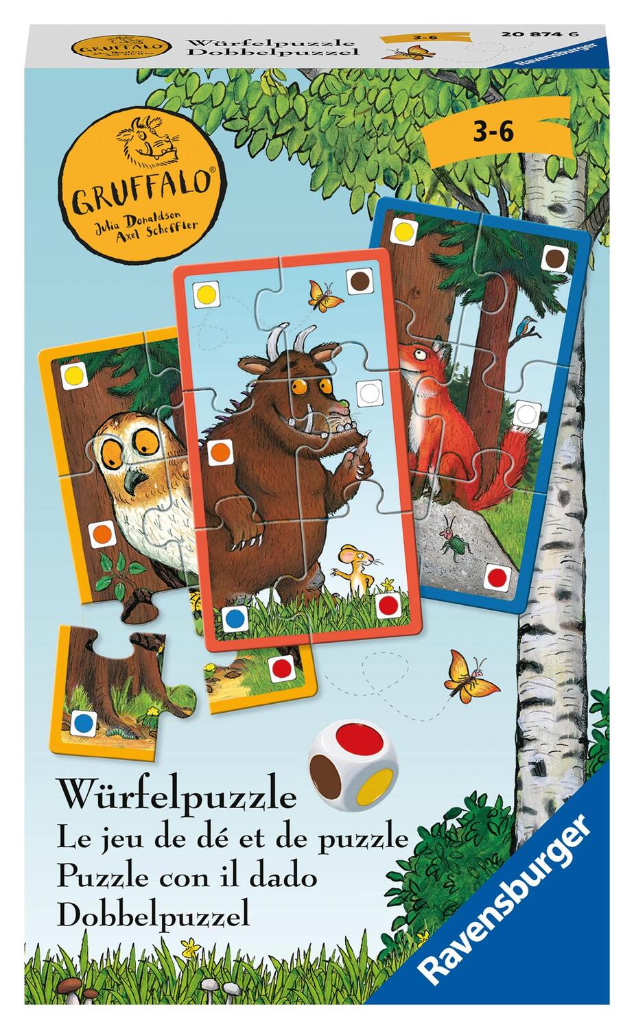 Cover: 4005556208746 | Ravensburger Mitbringspiel - 20874 - Der Grüffelo Würfelpuzzle -...