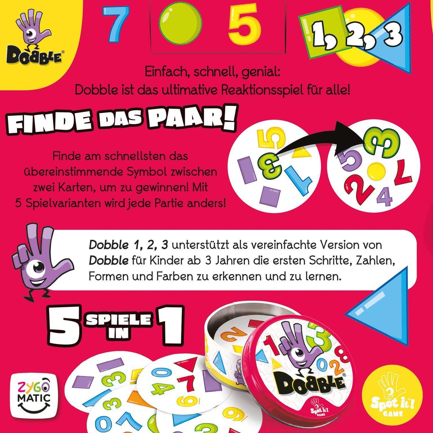 Bild: 3558380108818 | Dobble 1, 2, 3 | Denis Blanchot (u. a.) | Spiel | ZYGD0032 | Deutsch