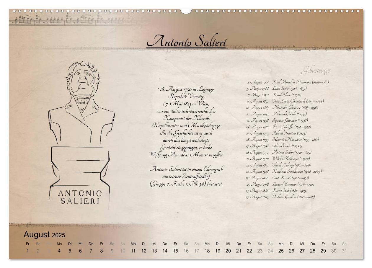 Bild: 9783435302581 | Von Mozart bis Beethoven (Wandkalender 2025 DIN A2 quer), CALVENDO...