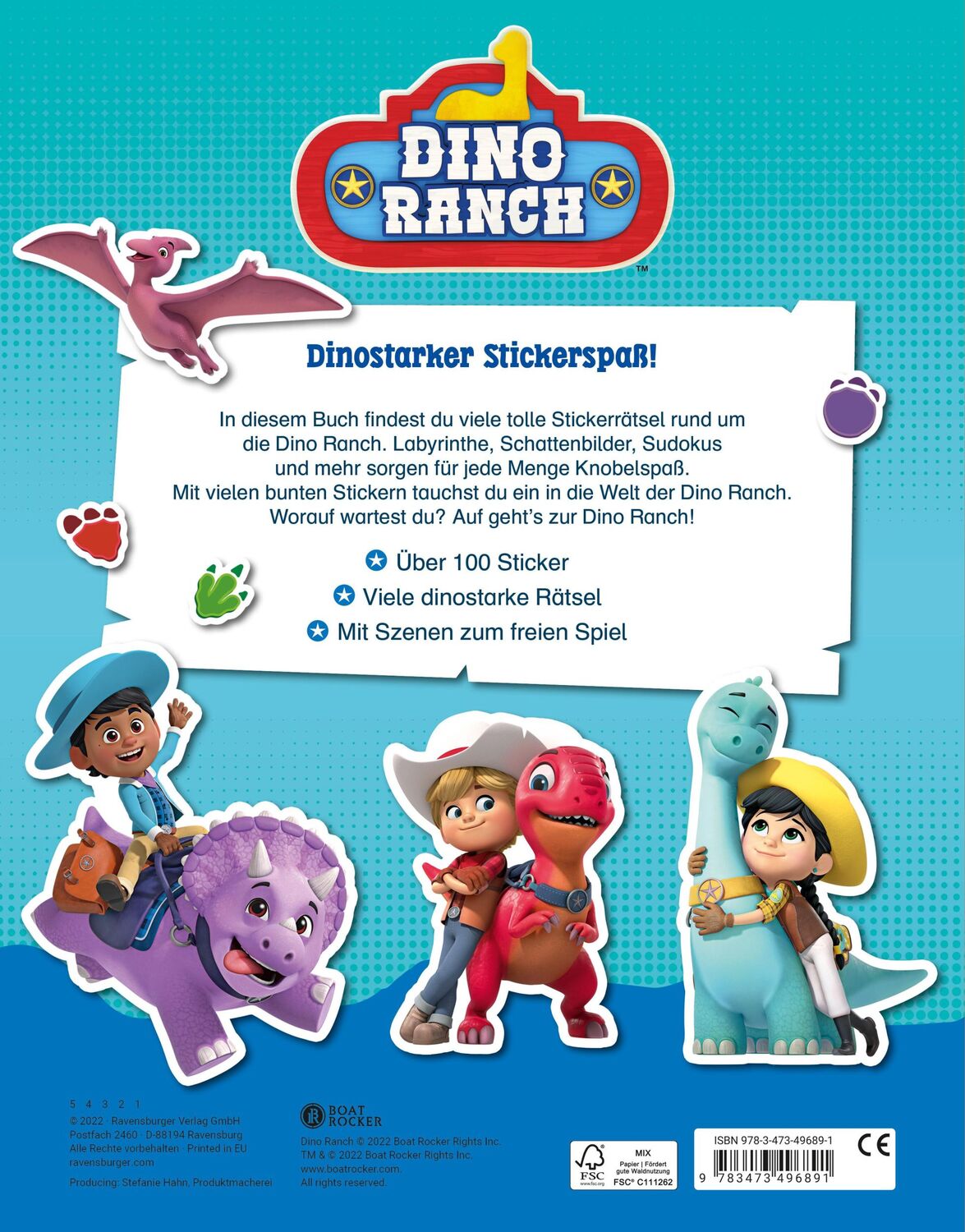 Rückseite: 9783473496891 | Dino Ranch Stickerspaß | Stefanie Hahn | Taschenbuch | Dino Ranch