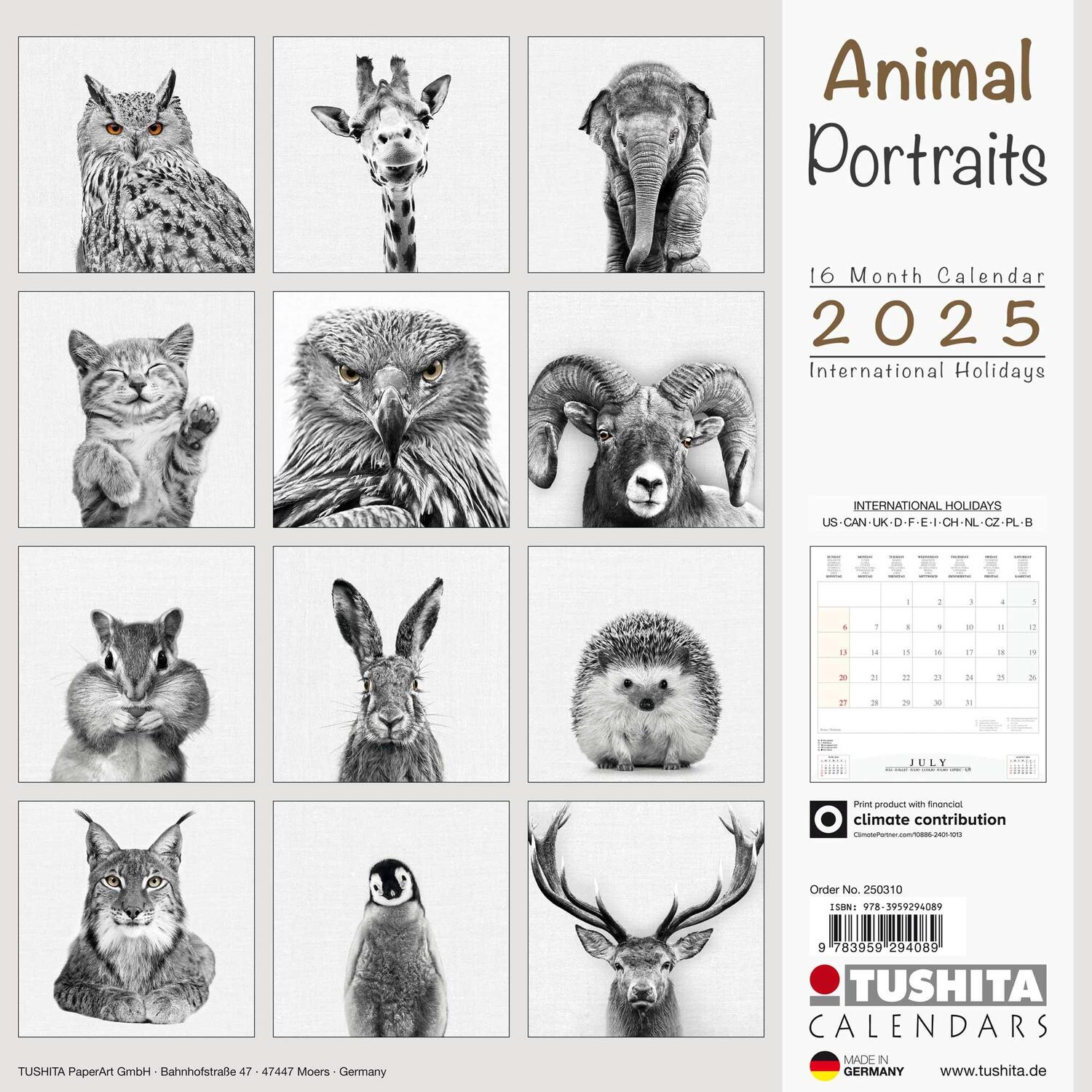 Rückseite: 9783959294089 | Animal Portraits 2025 | Kalender 2025 | Kalender | Wonderful World