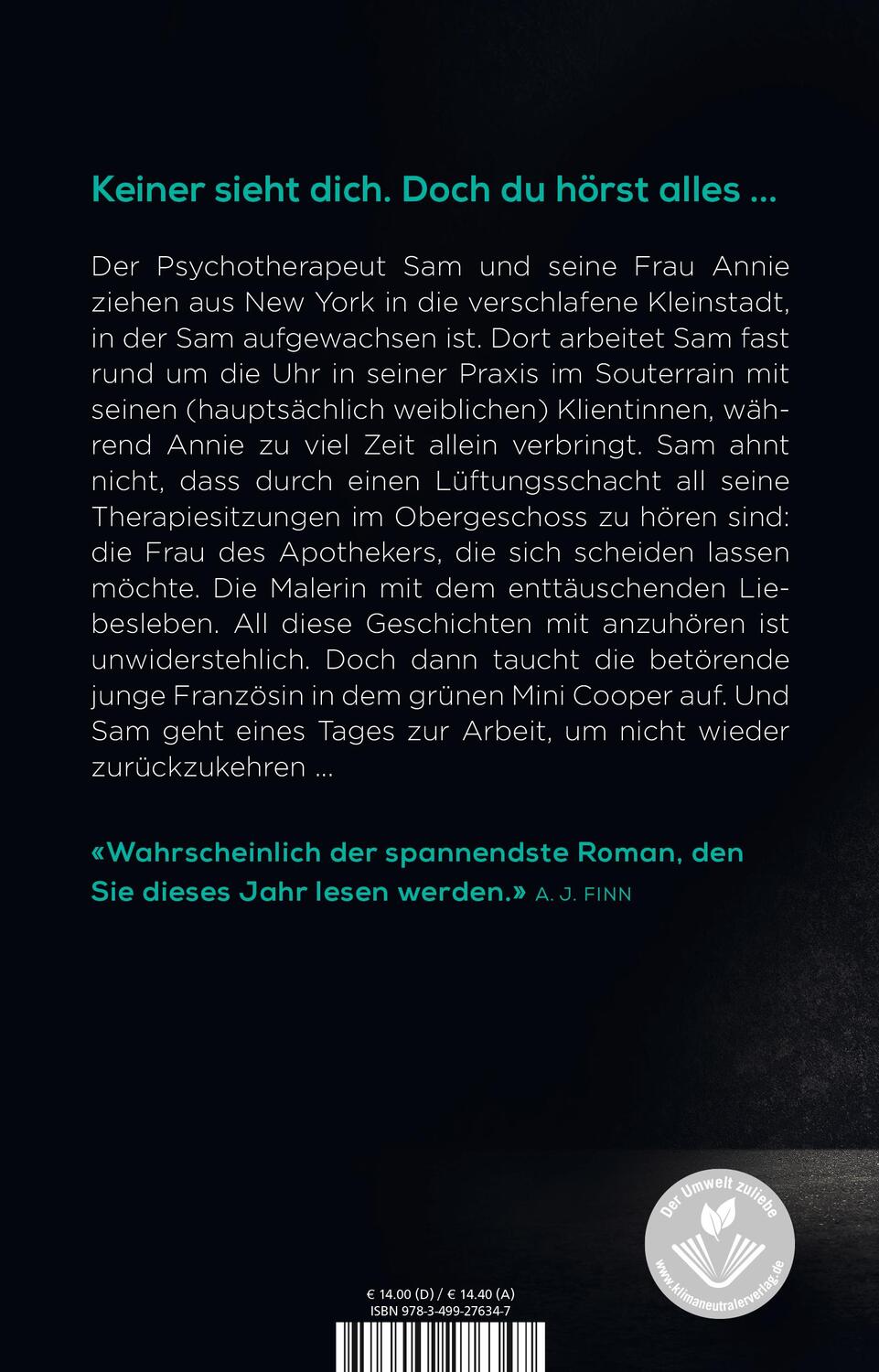 Rückseite: 9783499276347 | Das Therapiezimmer | Psychothriller | Aimee Molloy | Taschenbuch