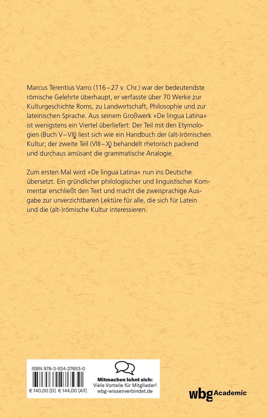 Rückseite: 9783534276530 | Marcus Terentius Varro: De Lingua Latina (2 Bände) | Edition Antike