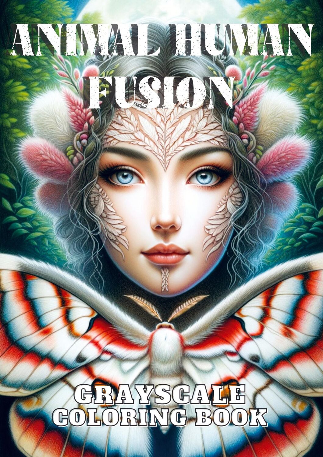 Cover: 9789464928754 | Animal Human Fusion | Grayscale Coloring Book | Nori Art Coloring