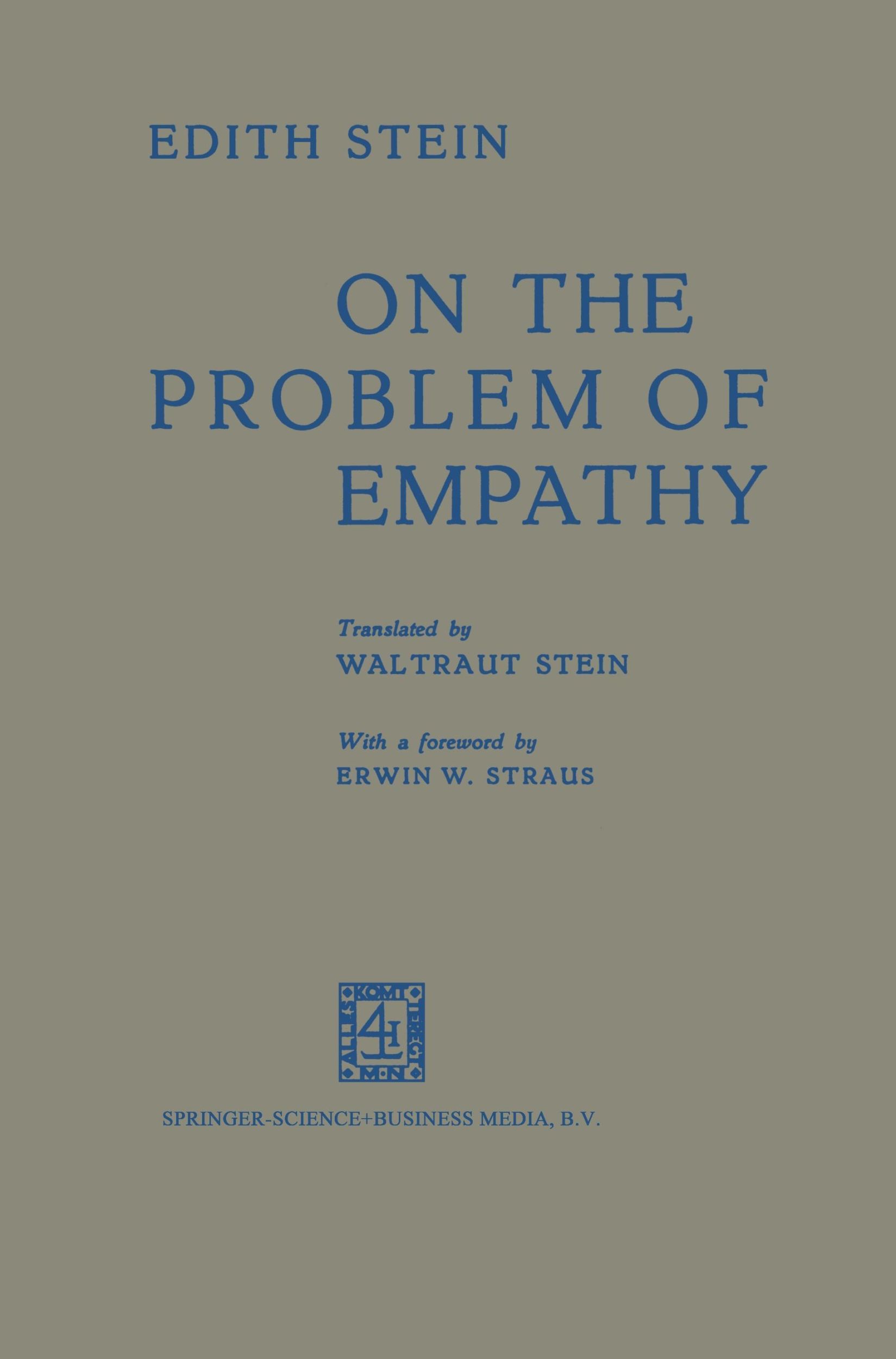 Cover: 9789024701506 | On the Problem of Empathy | Edith Stein | Taschenbuch | Paperback