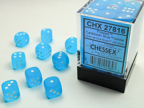 Cover: 601982025212 | Frosted™ 16mm d6 Caribbean Blue™/white Dice Block™ (12 dice) | deutsch