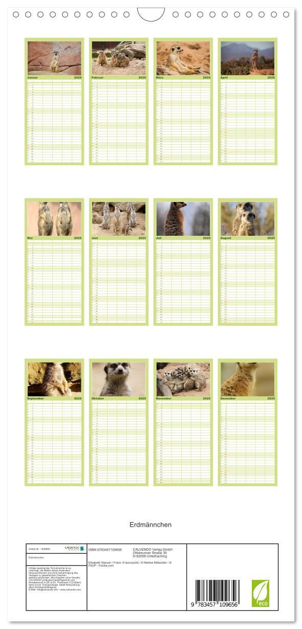 Bild: 9783457109656 | Familienplaner 2025 - Erdmännchen mit 5 Spalten (Wandkalender, 21 x...