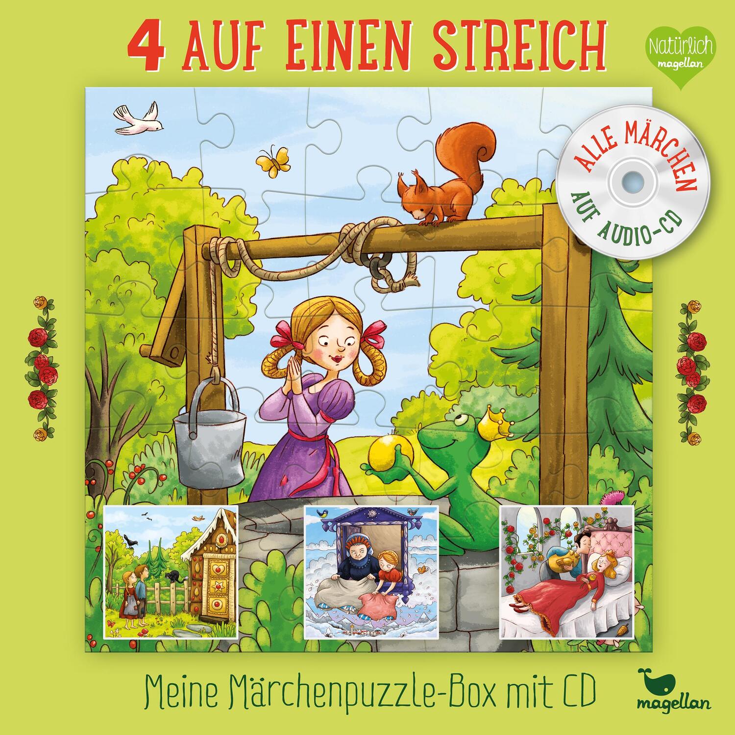 Cover: 4280000943972 | 4 auf einen Streich - Meine Märchenpuzzle-Box mit CD | Spiel | Deutsch
