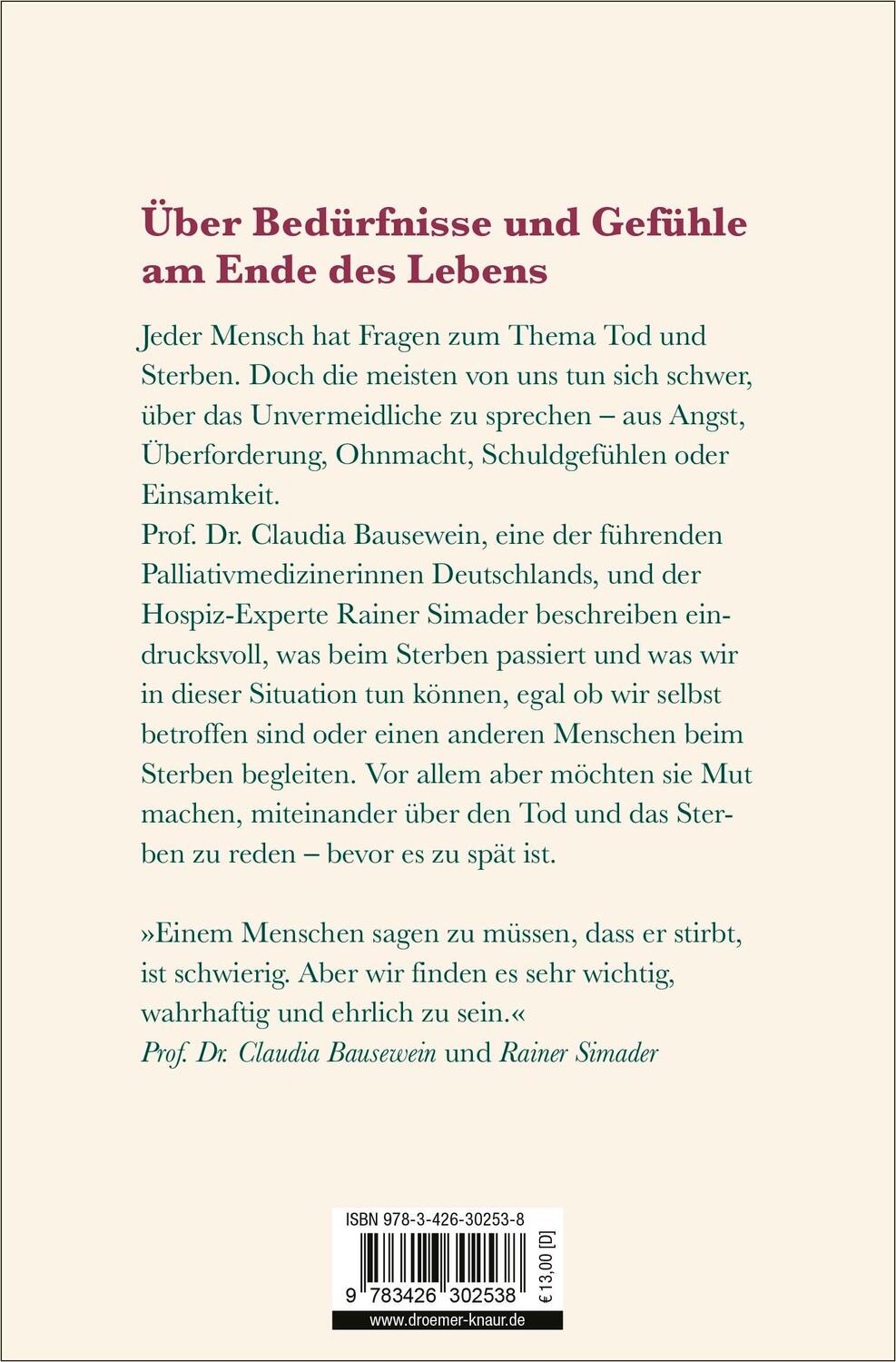 Rückseite: 9783426302538 | 99 Fragen an den Tod | Claudia Bausewein (u. a.) | Taschenbuch | 2024