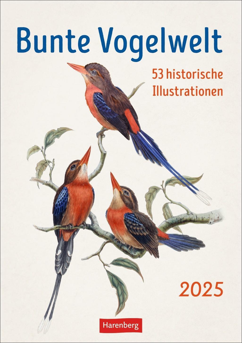 Cover: 9783840034602 | Bunte Vogelwelt Wochenplaner 2025 - 53 historische Illustrationen
