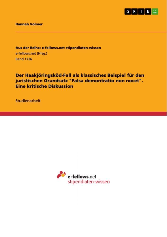 Cover: 9783668164703 | Der Haakjöringsköd-Fall als klassisches Beispiel für den...