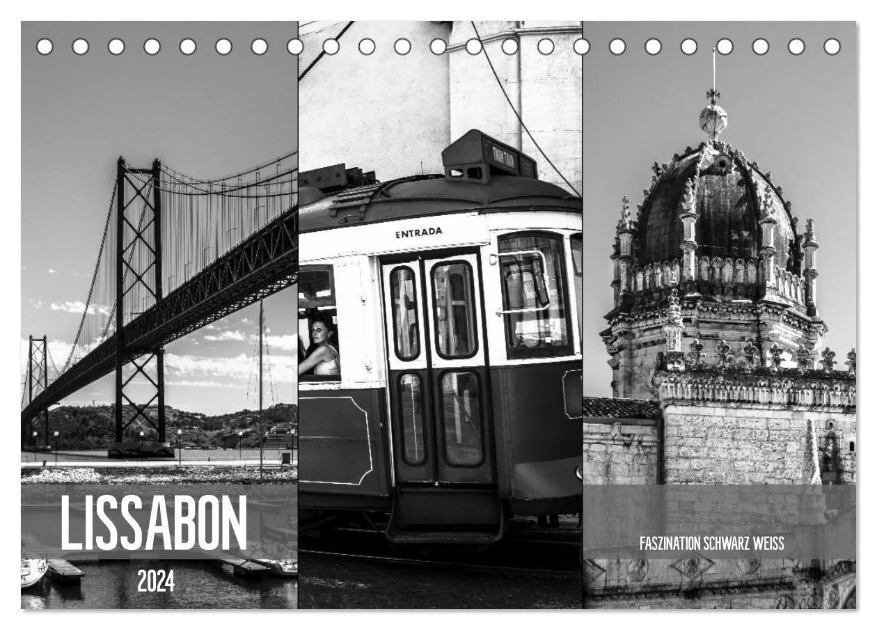 Cover: 9783383371516 | Lissabon Faszination Schwarz Weiss (Tischkalender 2024 DIN A5...